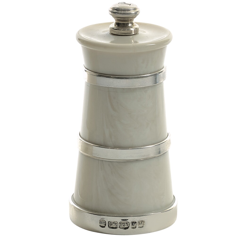 Sterling Silver-Banded Ivorine Salt & Pepper Mills